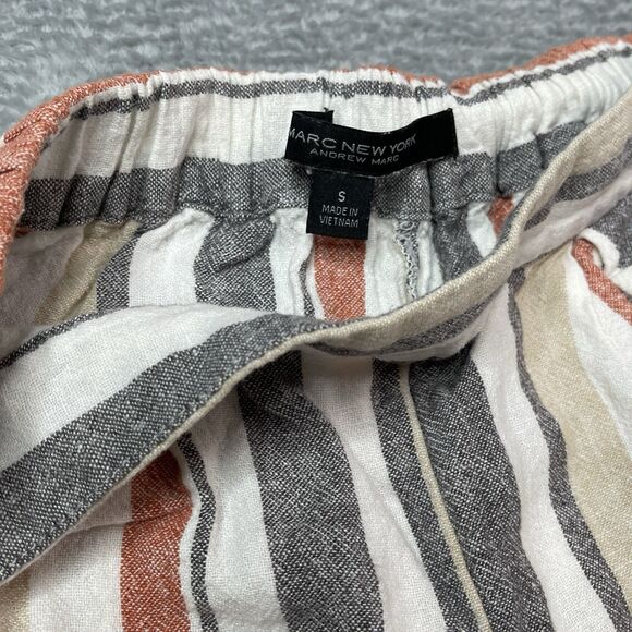 Marc New York Women’s Small Striped Linen Blend Crop Beach Vacation Pants - Picture 8 of 10